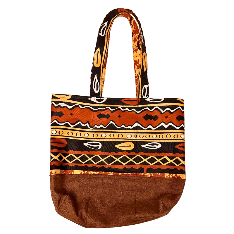 African Print Tote Bag with Zipper Pattern 1 - Pearl Africa