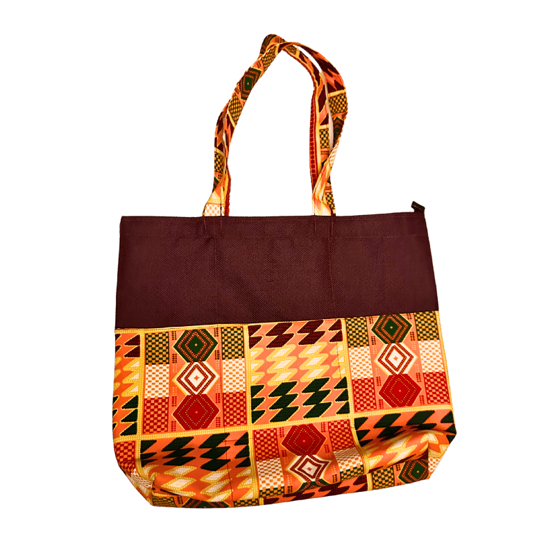 African Print Tote Bag with Zipper Pattern 4 - Pearl Africa