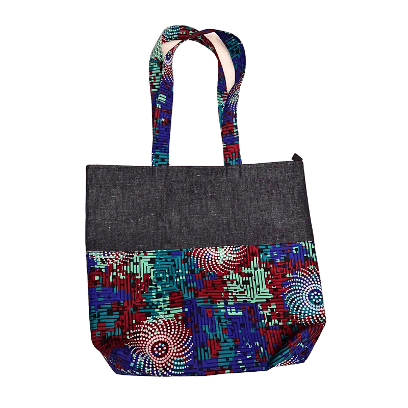 African Print Tote Bag with Zipper Pattern 5 - Pearl Africa