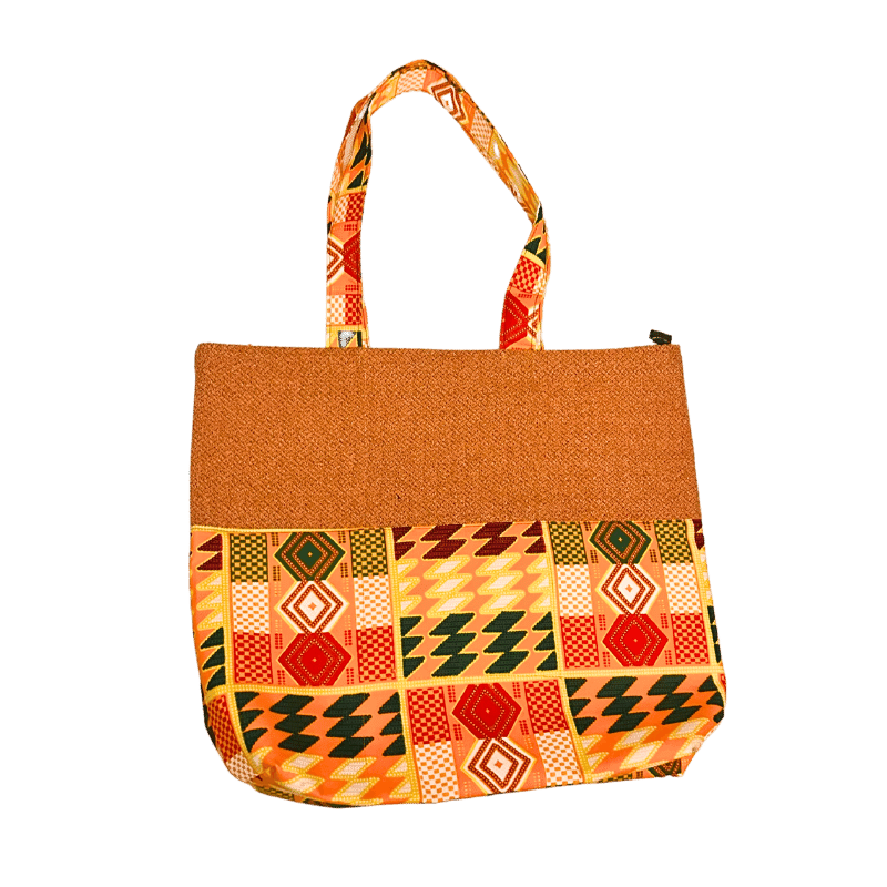 African Print Tote Bag with Zipper Pattern 6 - Pearl Africa