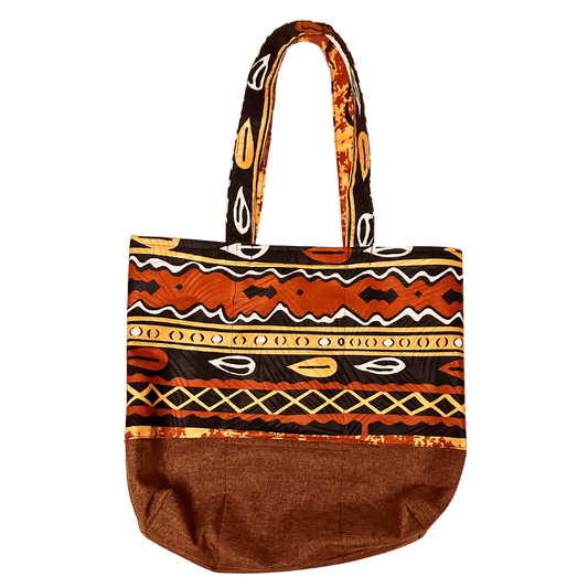 African Print Tote Bag with Zipper Pattern 1 - Pearl Africa