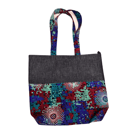 African Print Tote Bag with Zipper Pattern 5 - Pearl Africa