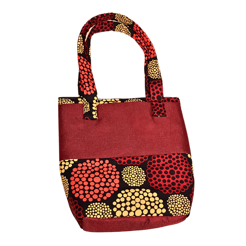 Hand-knitted African Print Tote Bag with Zipper Pattern 1 - Pearl Africa
