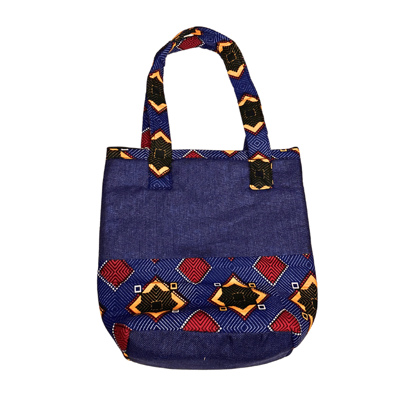 Hand-knitted African Print Tote Bag with Zipper Pattern 2 - Pearl Africa