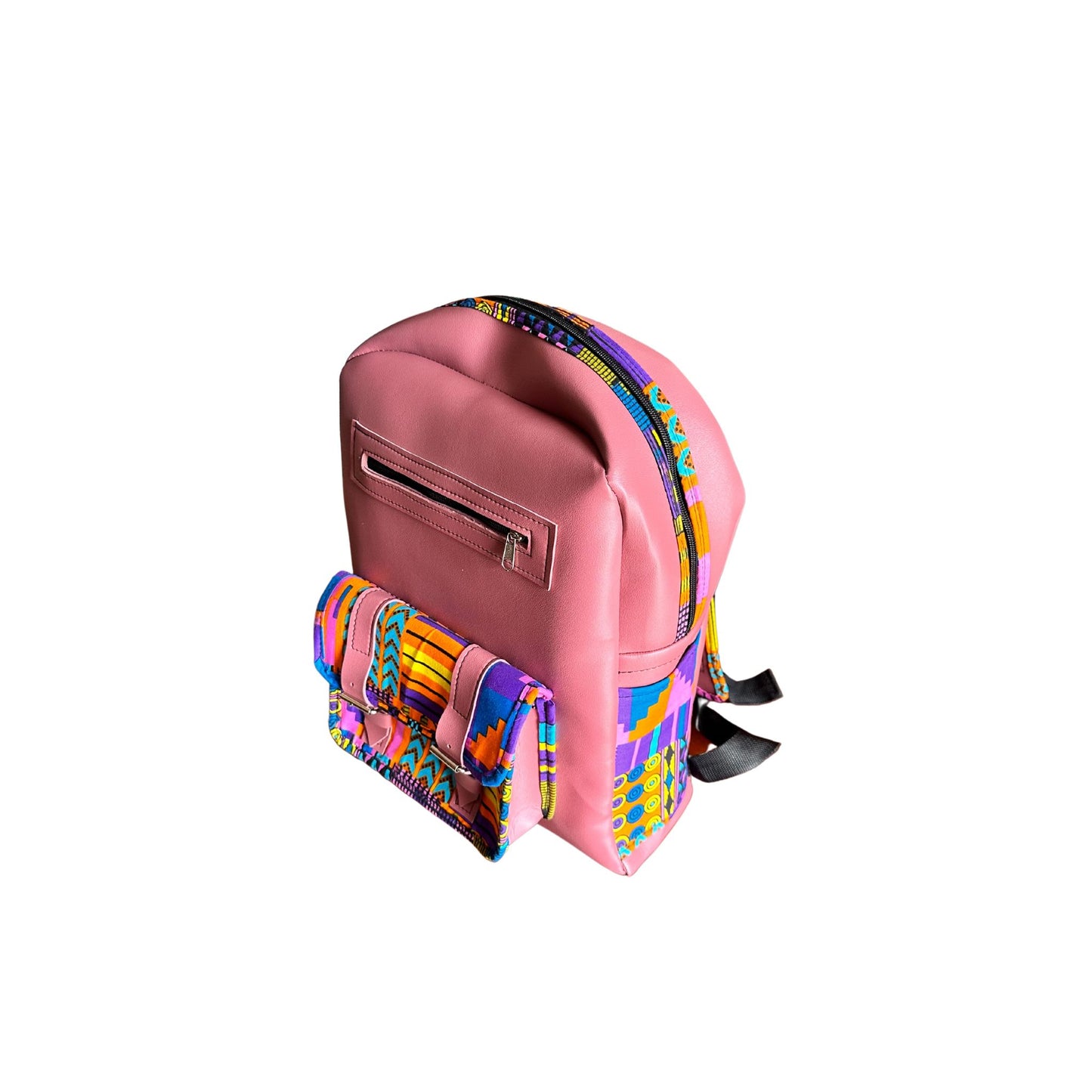 Leather Backpack with African Print Pattern 3 - Pearl Africa