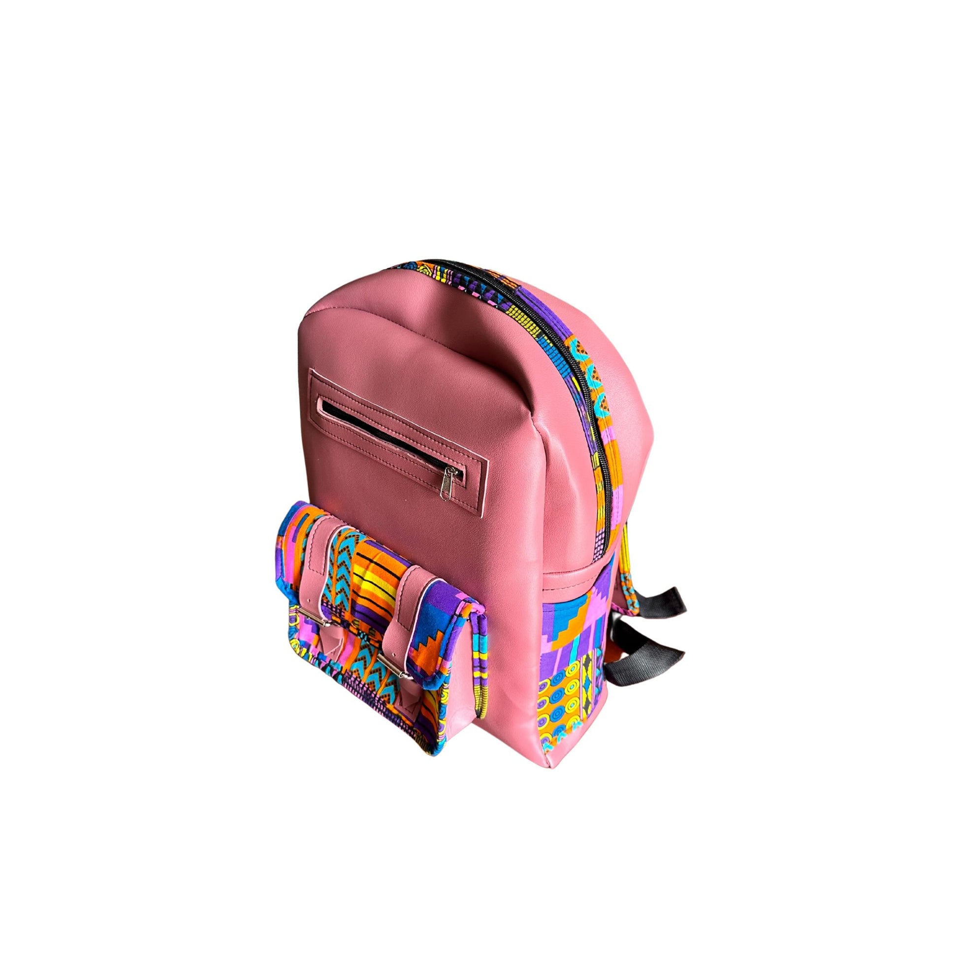 Leather Backpack with African Print Pattern 3 - Pearl Africa